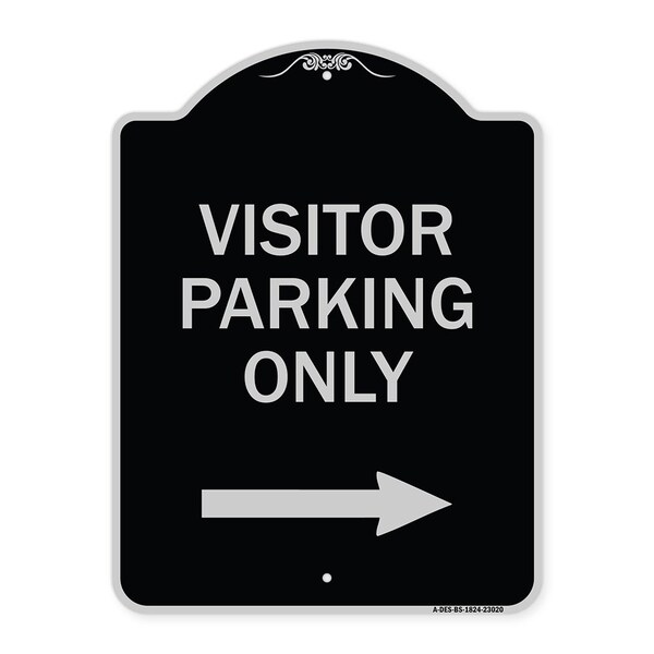 Reserved Parking Visitor Parking W/ Right Arrow Heavy-Gauge Aluminum Sign, 24" x 18", BS-1824-23020